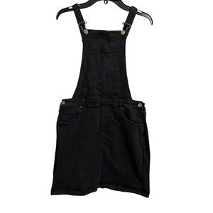 Pacsun Black Denim Overall Dress Mini Cotton Size Small Goth Grunge Witchy